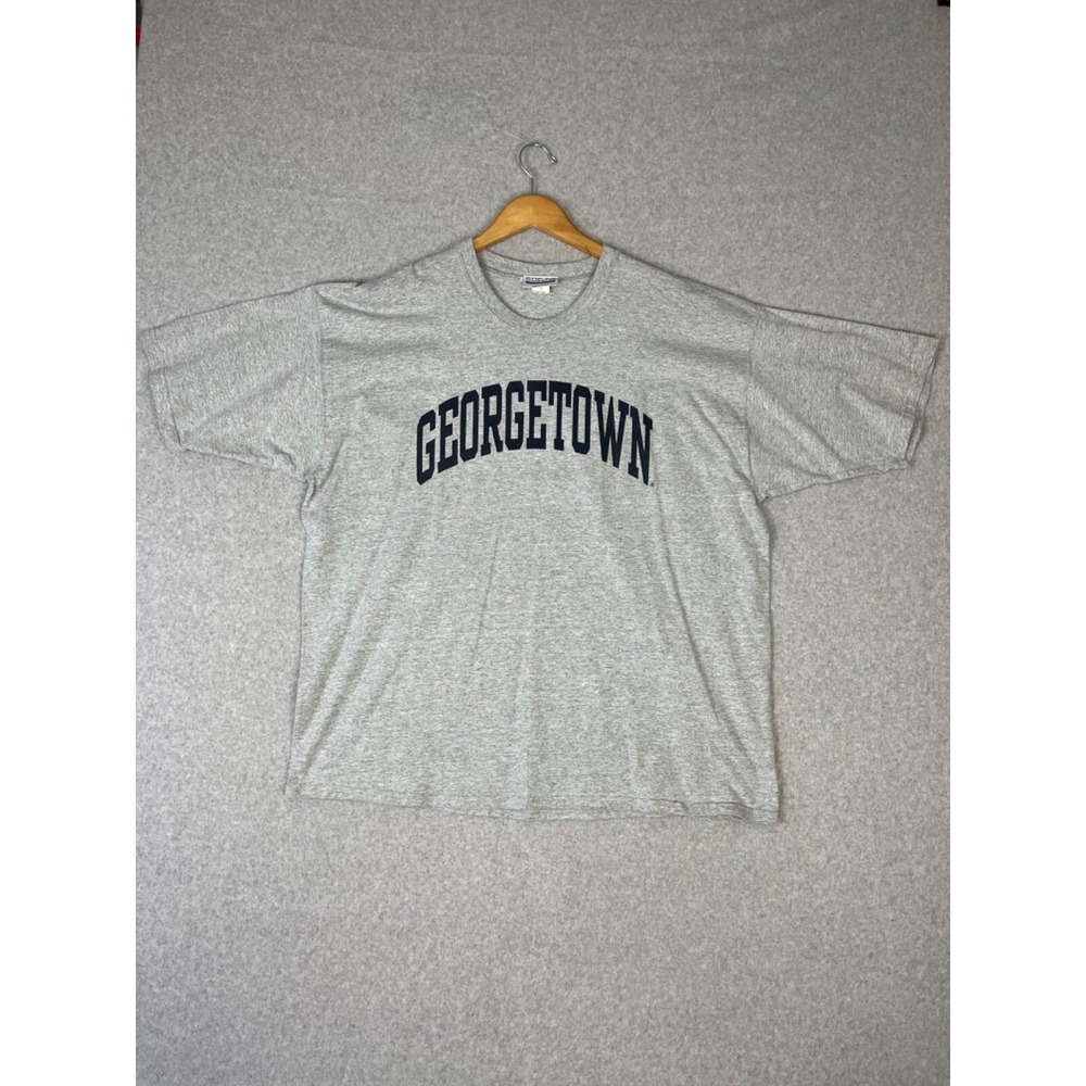 Vintage Georgetown University Hoyas Shirt Mens 2XL Gray Short Sleeve Made USA